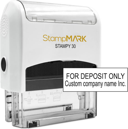 for Deposit Only Customized Office Self Inking Stamp - 2-Lines - Medium - Choose from 15 Ink Colors