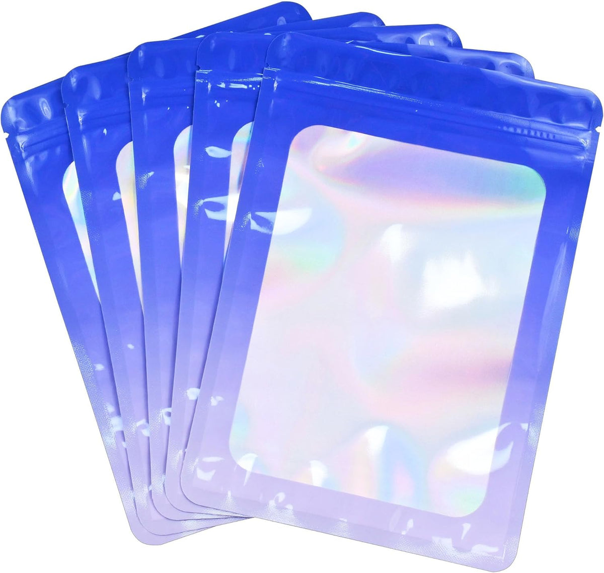 Resealable Mylar Pouch Pen Bags Great for Office Home Party Favor Food Storage Cookies Sample Jewelry Snack (100PCS, Purple and Blue Color, 3 x 4.7 inch)