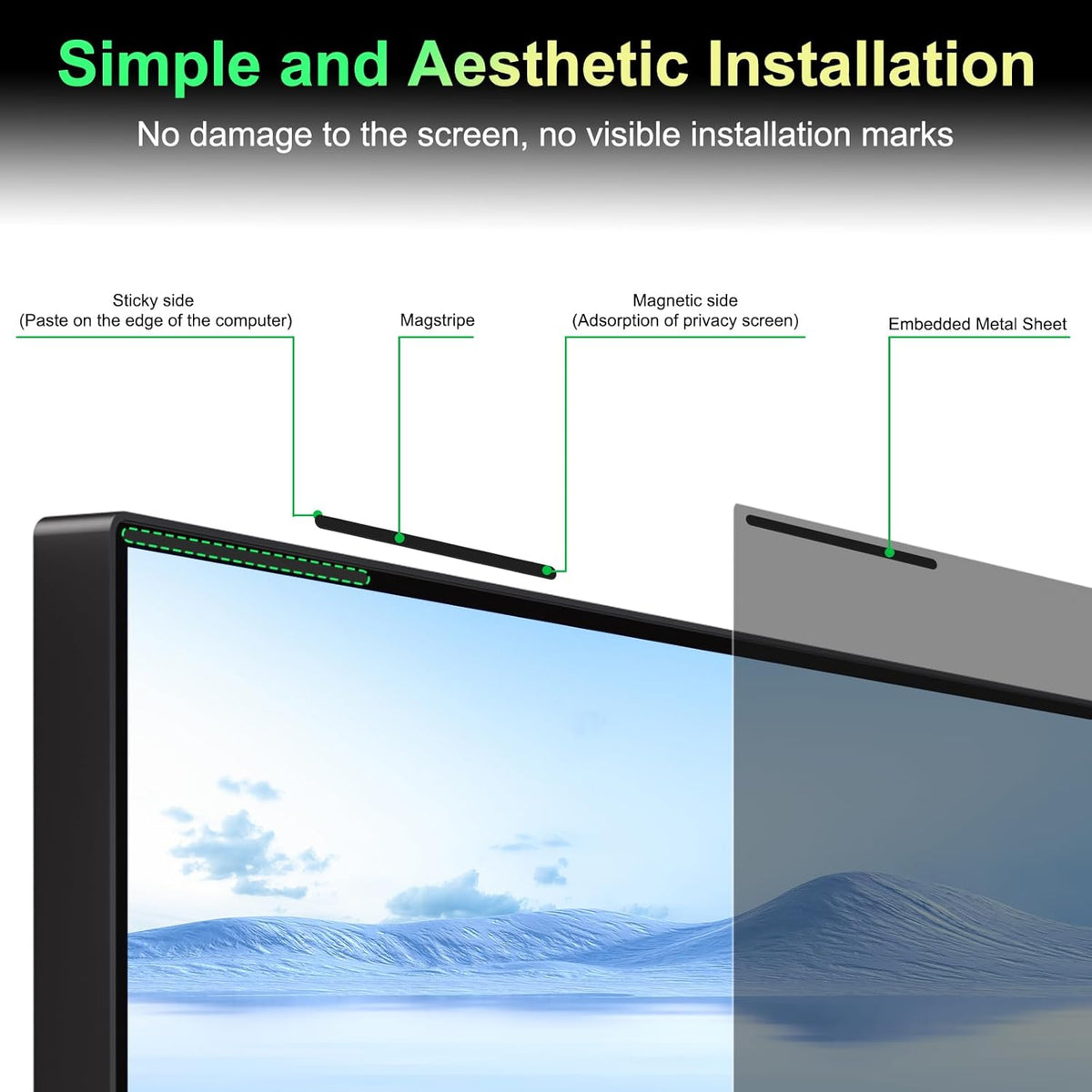 Magnetic 23.8 Inch Monitor Privacy Screen for 16:9 Aspect Ratio Widescreen Computer, Anti Glare Blue Light Protector Shield Filter for Eyes, Removable Computer Monitor Privacy Screen 23.8 inch