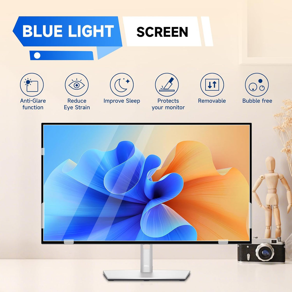 IPROKKO 【2 Pack】 23.8 inch Anti-Blue Light Monitor Screen Protector for 16:9 Widescreen,Removable Anti Glare Blue Light Blocking Screen Filter，LED PC Anti-UV Eye Protection Filter Film