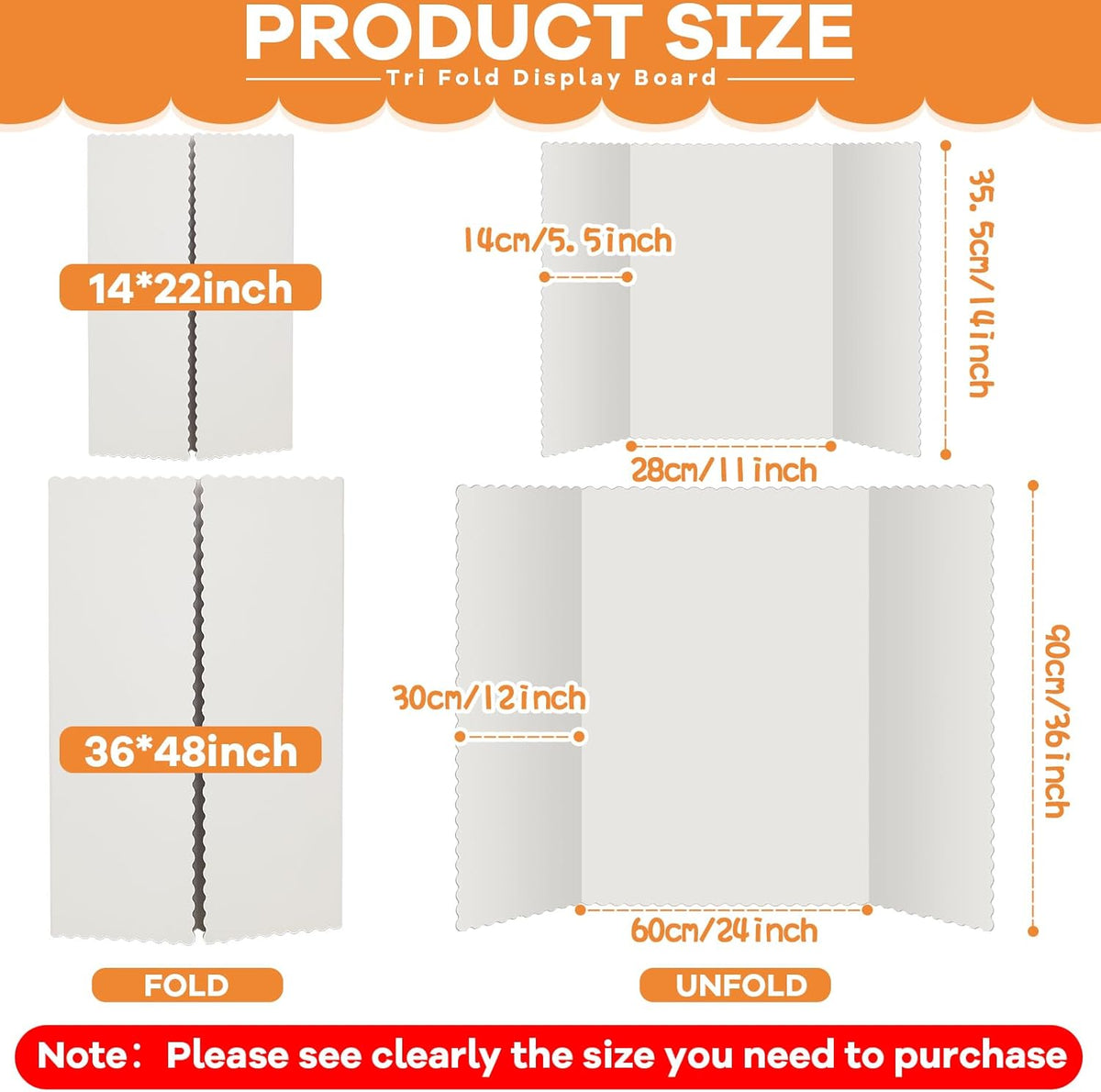 12 Pieces Tri Fold Poster Boards Bulk, Lightweight Science Display Boards, Trifold Presentation Display Board for Science Fair Project(14 x 22 Inch,White)