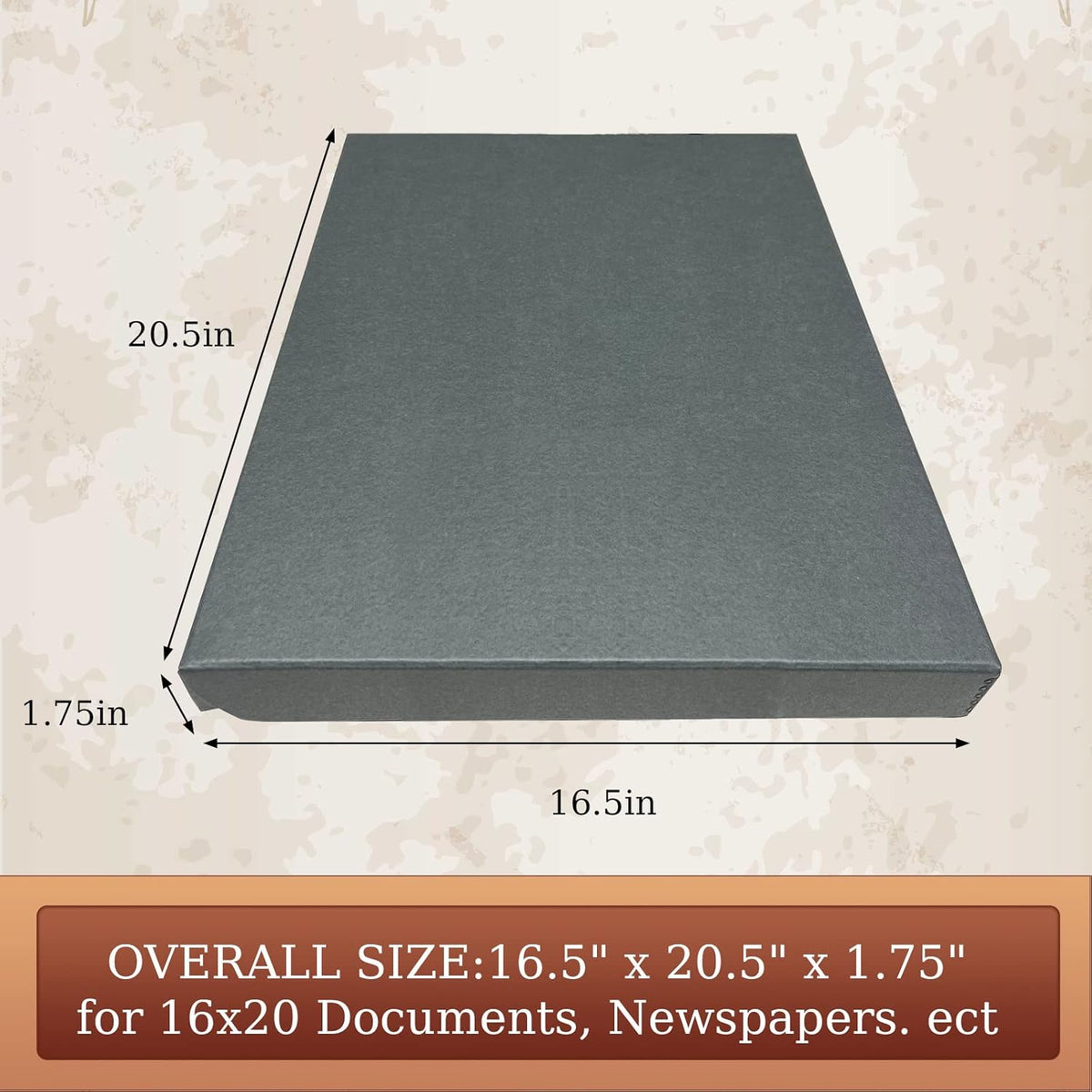 Golden State Art, Archival Folio Storage Box 16x20, Clamshell Design with Metal Edge, Preserve And Store Photos Documents Cards Prints Arts Crafts DIY, Gray