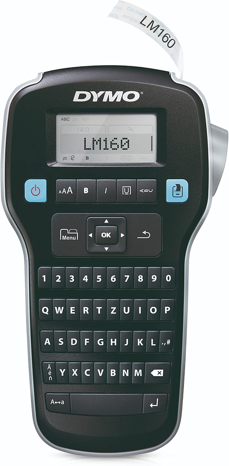 DYMO Label Maker LabelManager 160 Portable Label Maker, Easy-to-Use, One-Touch Smart Keys, QWERTY Keyboard, Large Display, for Home & Office Organization, Black