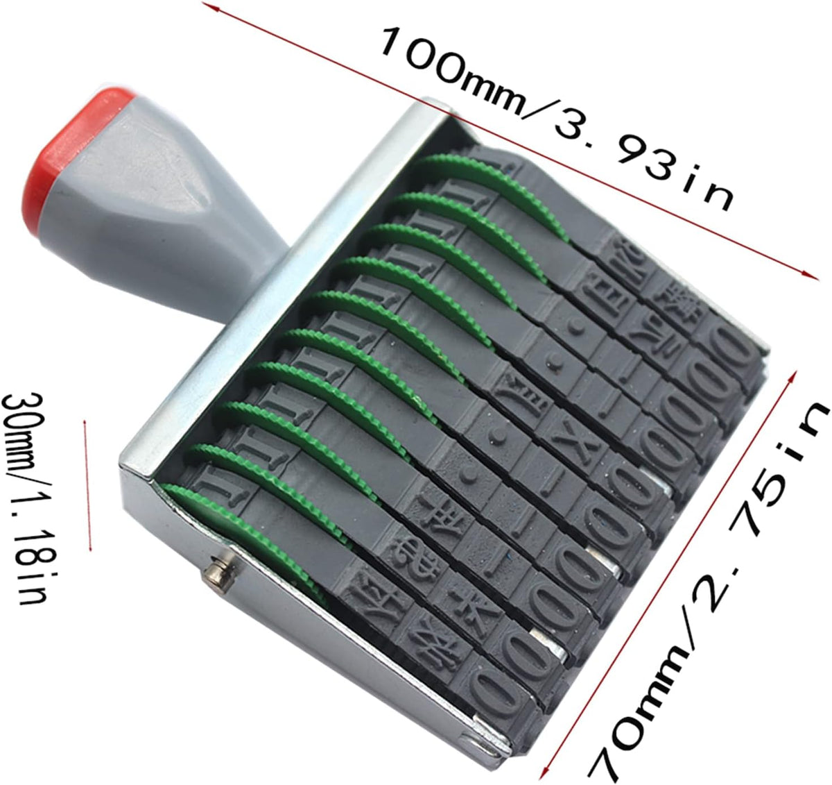 Business Stamps,ZENG 10 Digit Changeable 0-9 Numbers and Symbol Numbering Stamp,Date Stamp,Rubber Stamp,Ink Stamps,Imprint Size 67 x 7 mm-Gray Red Multicolor Blend
