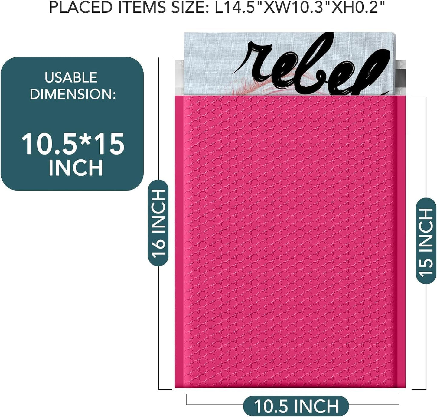 Metronic Bubble Mailers 10.5x16 500 Pack Large Pink Bubble Mailers Waterproof Thick Padded Envelopes for Packaging, Makeup, Gift, Mailing, Shipping, Small Items Supplies