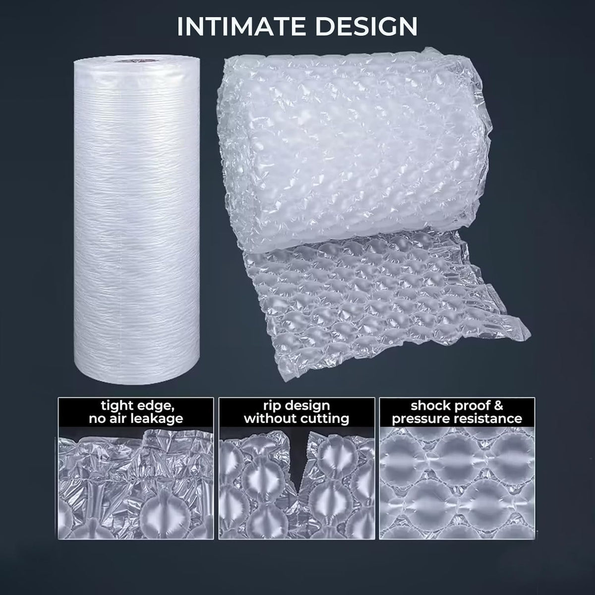 Air Cushion Film, 985Ft Roll Bubble Bags Film, Bubble Cushioning Wrap for Gaps Filling & Cushioning, Anti-Shock, Moisture Resistant, High Air Tightness, 16 Inch Width