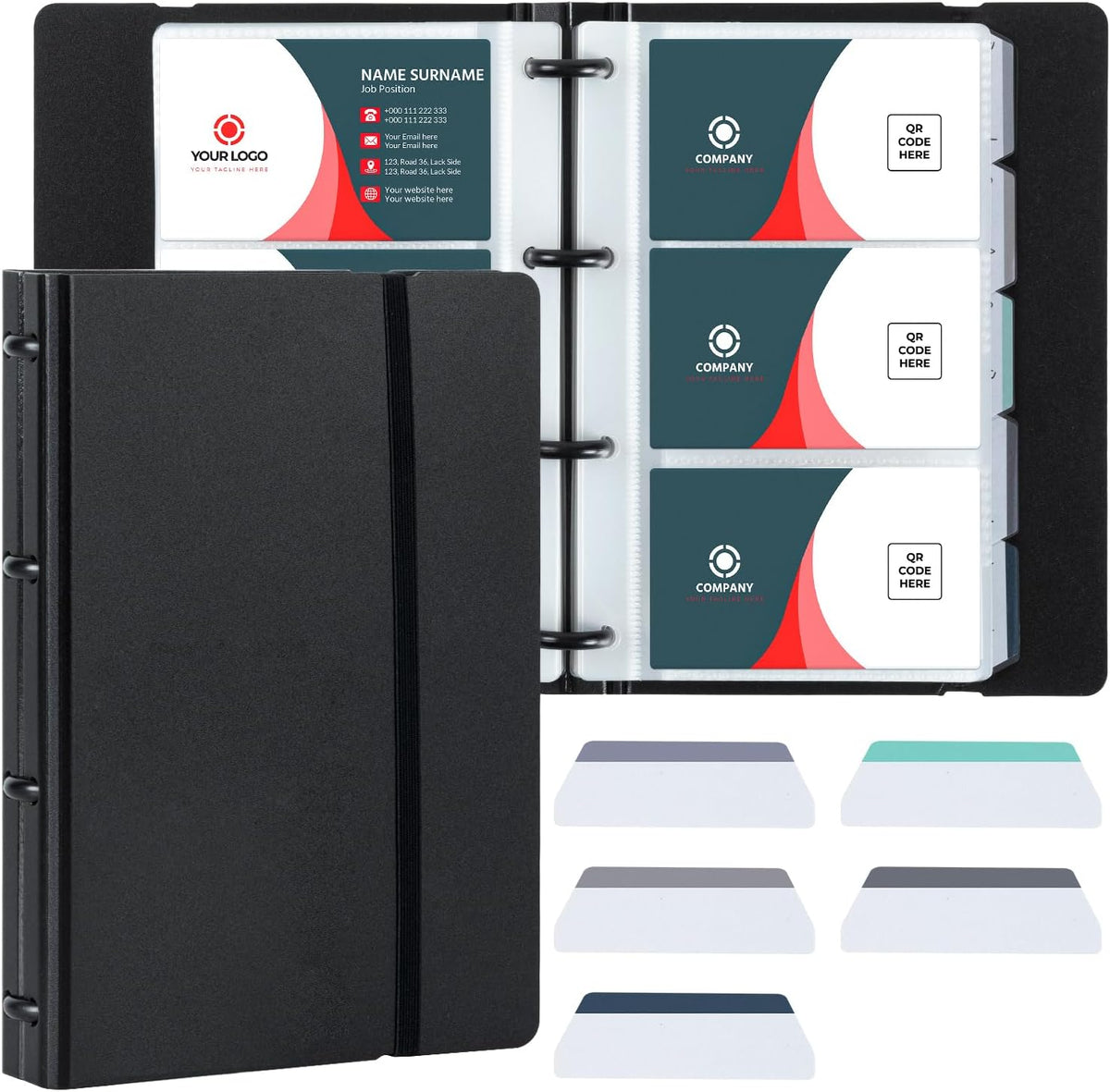 deli Business Card Book Holder, Business Card Organizer, Name Card Book Holder, Portable Office Business Card Holder, Hold 180 Cards, Black