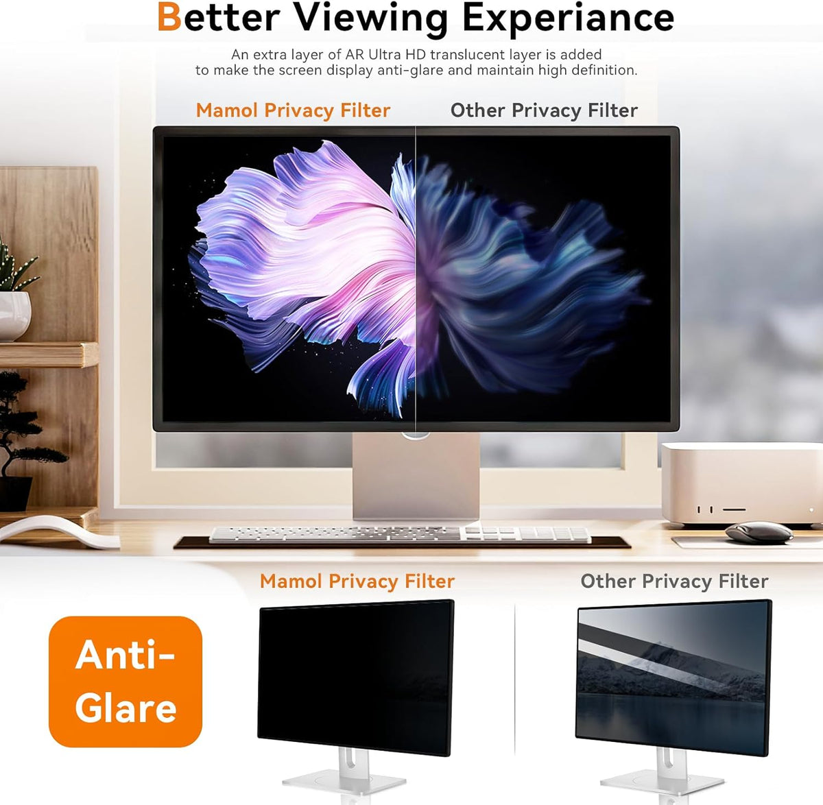 [2 Pack] 27 Inch Computer Privacy Screen for 16:9 Aspect Ratio Widescreen Monitor, Eye Protection Anti Glare Blue Light Computer Monitor Privacy Filter, Removable Anti-Scratch 27in Protector Film