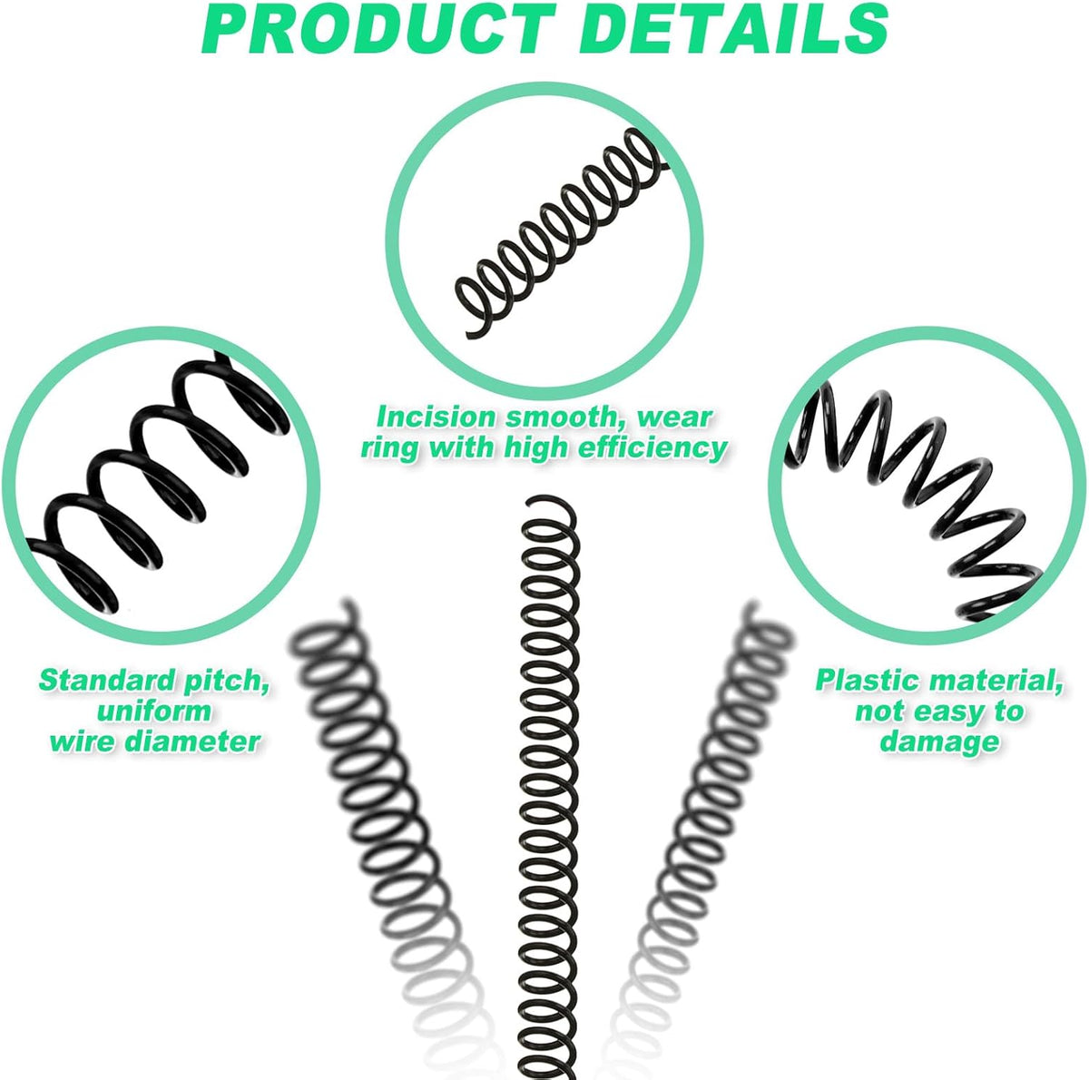 Leinuosen 120 Pack Plastic Spiral Binding Coils Kit Spirals Multi Size Coils for Binding Binder Combs Spines(5/16 Inch,Black)