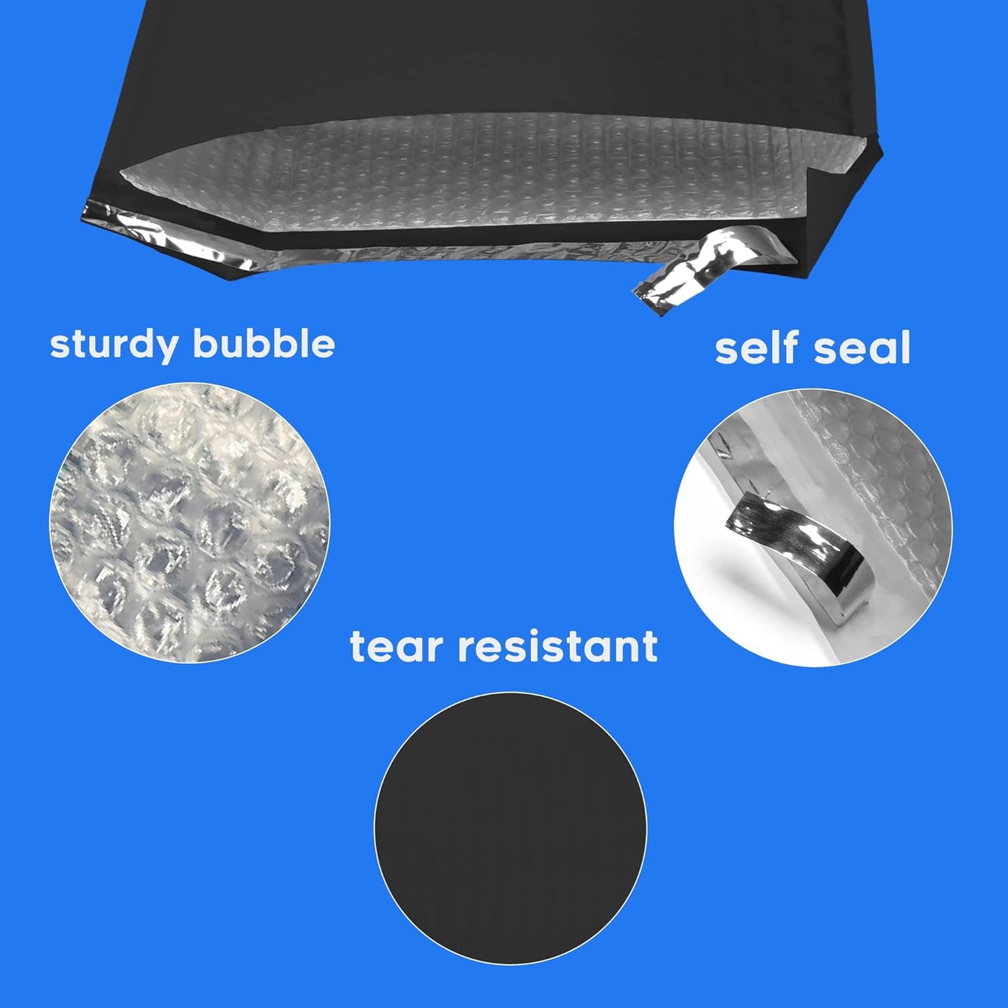 The Boxery Colored Poly Bubble Mailers (#0 6x10'', Black)