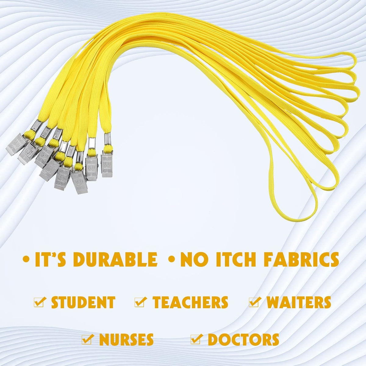 Hoolerry 300 Pcs Lanyards Clips Bulk for ID Name Badge Holder Lanyards Flat with Swivel Hook for Office School(Yellow)