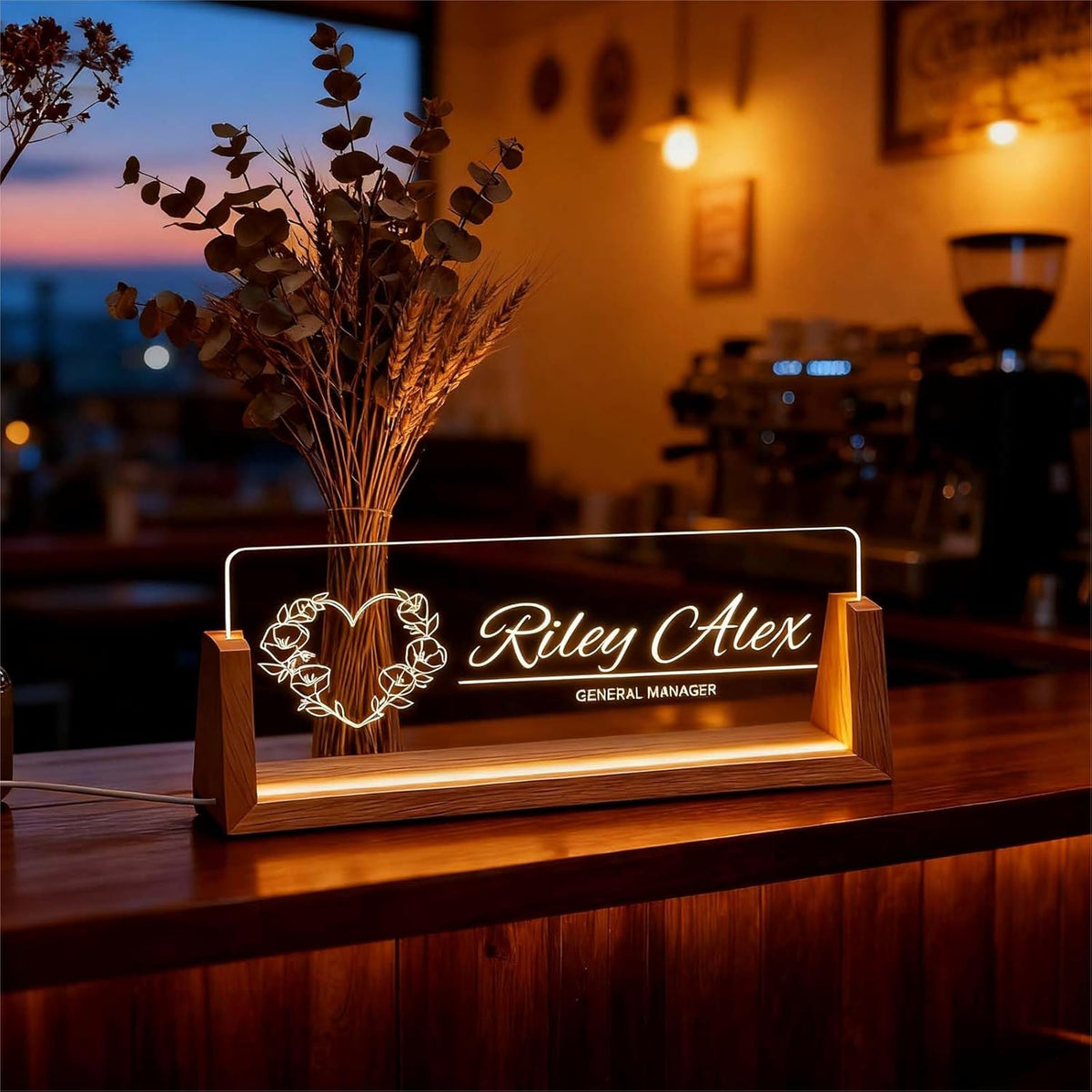 Custom Desk Name Plate Personalized, Light Up Office Name Sign for Boss Coworker Employee, Appreciation Gifts for Professionals, Modern Office Decor