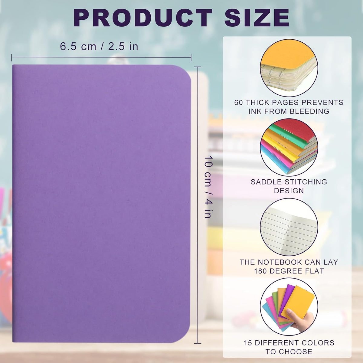 Lincia Bulk Pocket Notebook 2.5" x 4" Mini Notebooks First Day of School Small Wallet Notebooks Tiny Colored Purse Journals Lined Notepad for Kids Student Back to School Supplies(Fresh Color,30 Pcs)