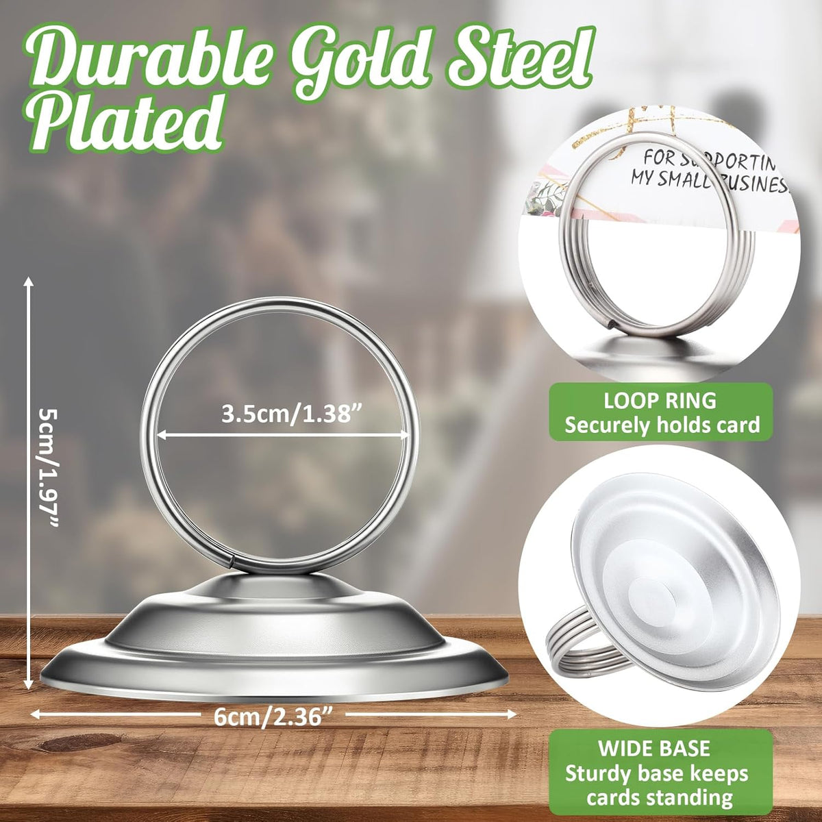 24 Pcs Table Number Holders Metal Place Card Holders Table Number Stands Tabletop Menu Sign Stands for Wedding Restaurant Recipe Banquet Birthday(Matte Nickel)