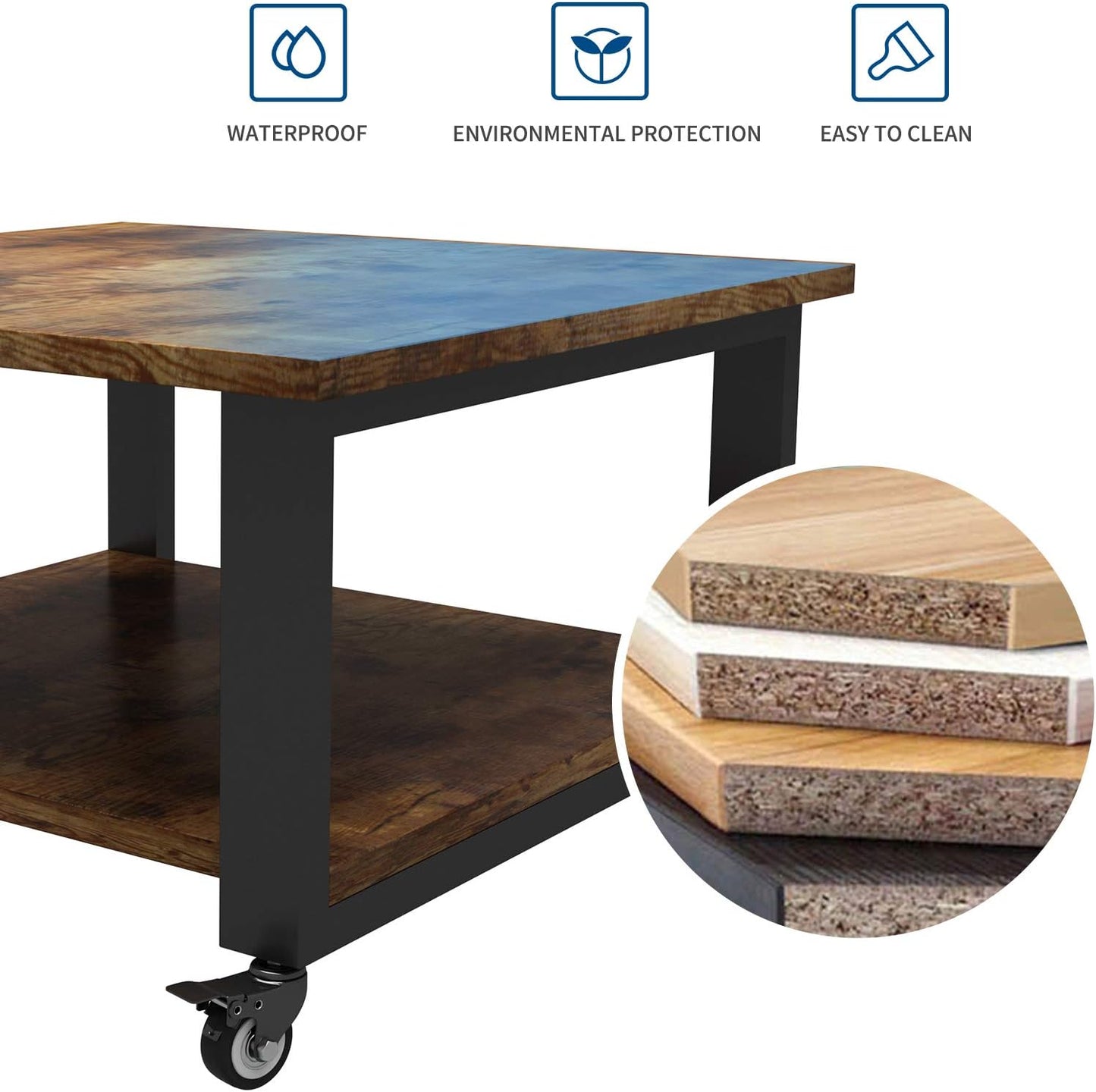 Natwind 2 Tier Laser Printer Stand,19.7''x19.7''x12.6'' Large Printer Table Copier Stand Under Desk,Heavy Duty Rolling Cart with Paper Storage Shelf,Printer Holder on Wheels for Home Office (Retro)