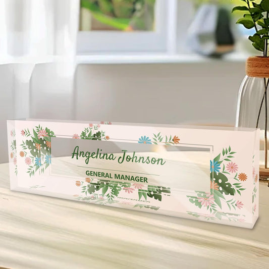 Personalized Name Plate for Desk, Custom Acrylic Desktop Accessories Office Decor for Women Men, Offices Gift for Coworkers Boss Teacher, Employee Appreciation Gifts