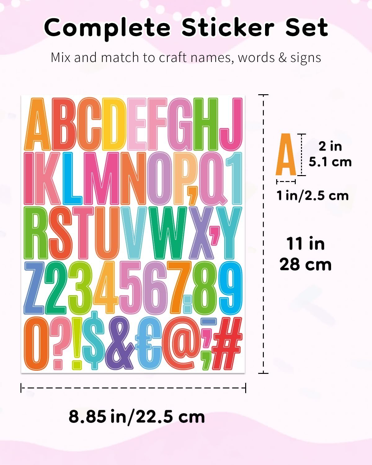 Uniclife 10 Sheets Letter Stickers, 500 Pcs Scrapbook Stickers, 2 Inch Vinyl Number Alphabet Sticker, Self-Adhesive Stick on Letters for Mailbox Bottles Crafts Posters Decor