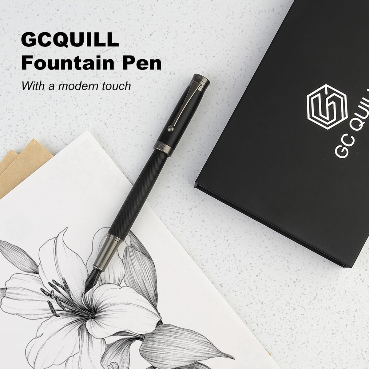 GC QUILL Fountain Pen Set - Fine & Medium Nibs, Includes 18 Ink Cartridges, Ink Refill Converter & Syringe Filler, Gift for Writing, Journaling & Calligraphy MU-13