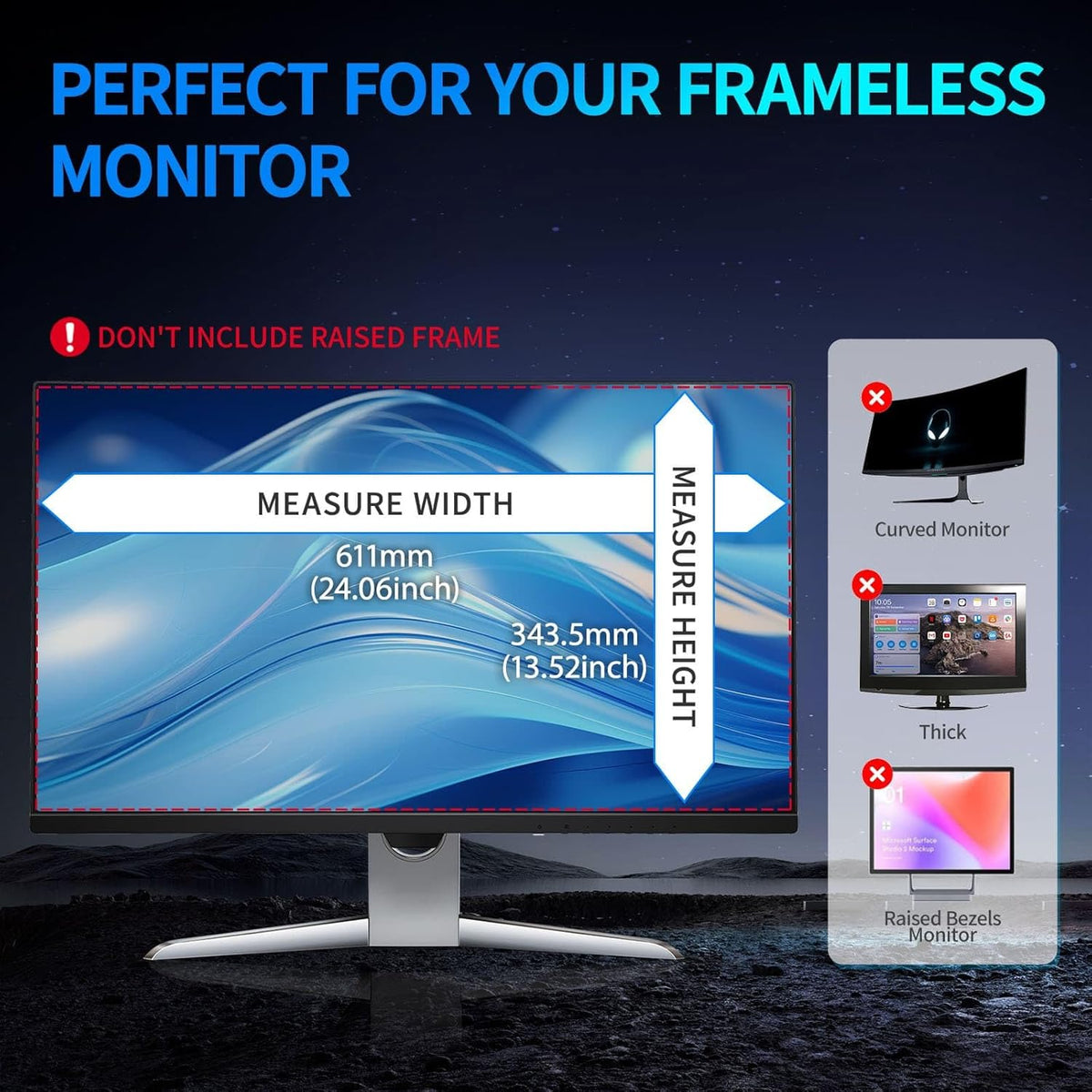 Magnetic Monitor Privacy Screen 27 inch, 9H Hanging Privacy Screen for Computer Monitor for 16:9 Frameless Monitor, Acrylic Eye Protection Anti Glare Blue Light Computer Screen Privacy Filter