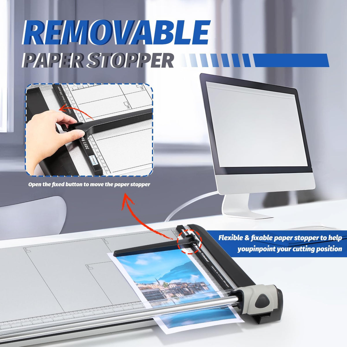 Rotary Paper Trimmer, 15 Sheets Heavy Duty Paper Trimmer, 670mm(26.37") Cutting Length, Commercial Grade Rotary Paper Cutter for Home/Office/School, Black & Silver