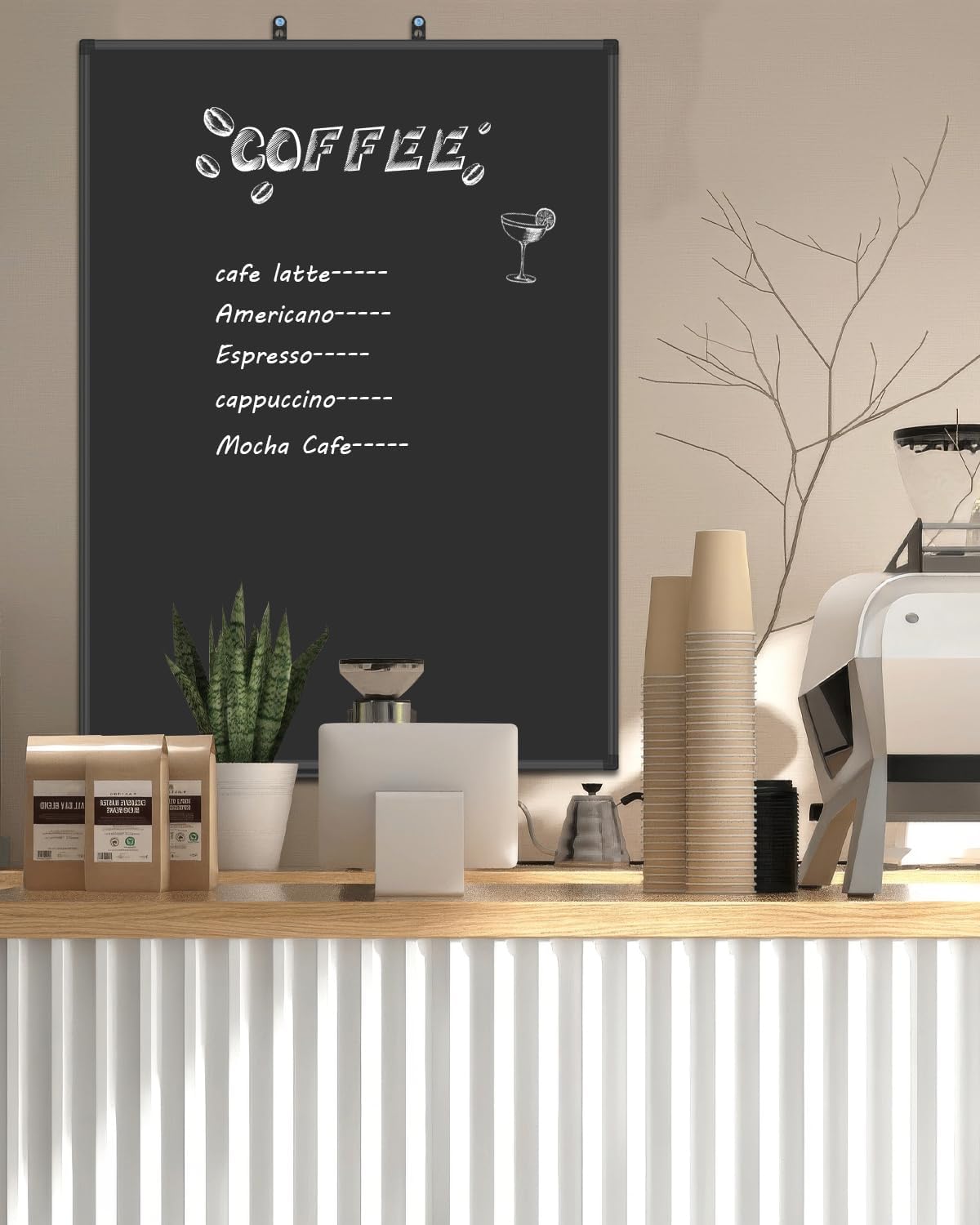 XBoard Magnetic Chalkboard 48 x 31 inch Chalk Board/Black Board, Black Aluminium Frame, Display Collections
