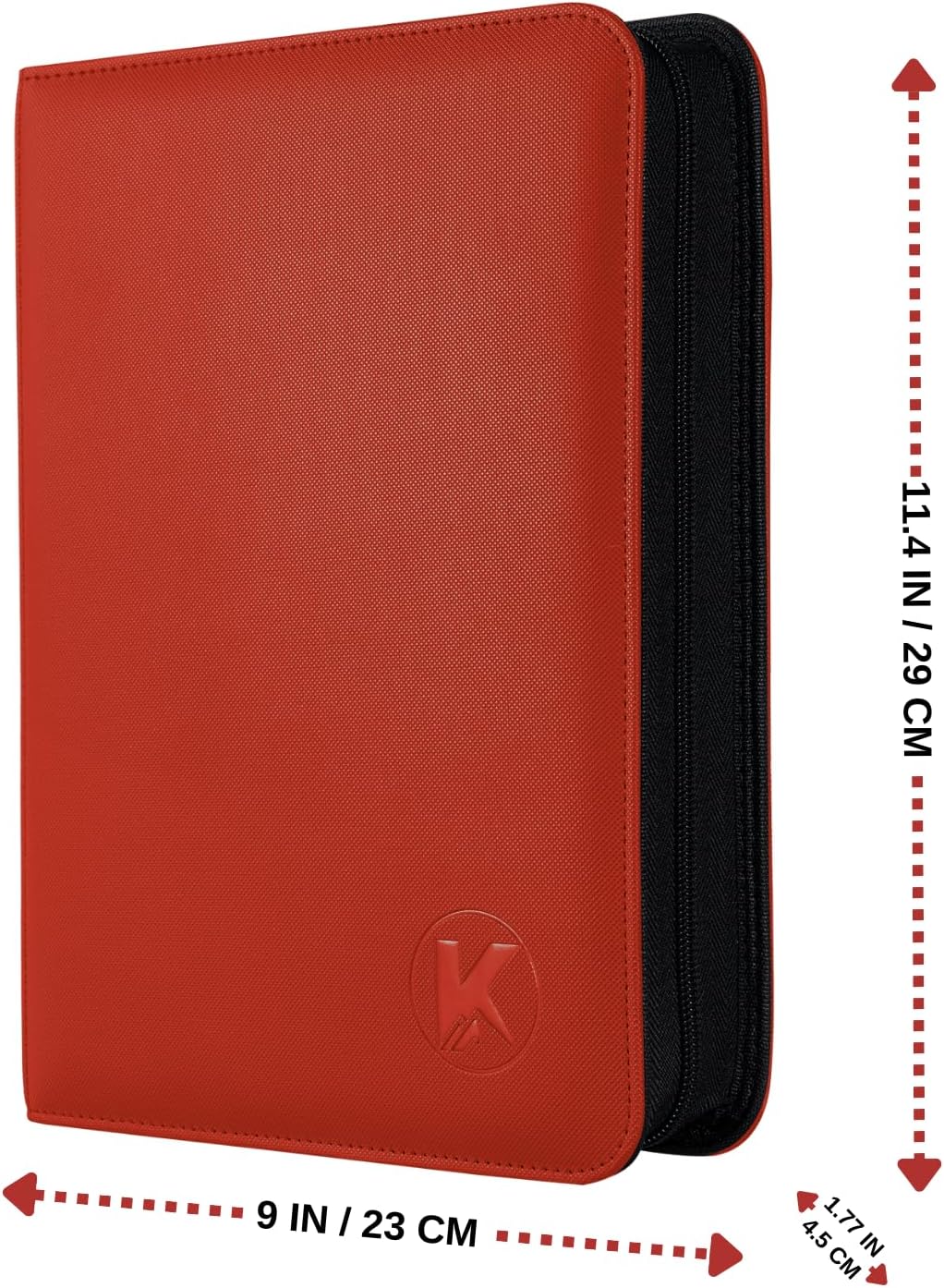 Toploader Binder, Holds 128+ Toploaders, 4 Pocket Top Loader Card Storage Case, Double-Sided Pockets for trading card in 3 x 4'' Toploaders（Red）