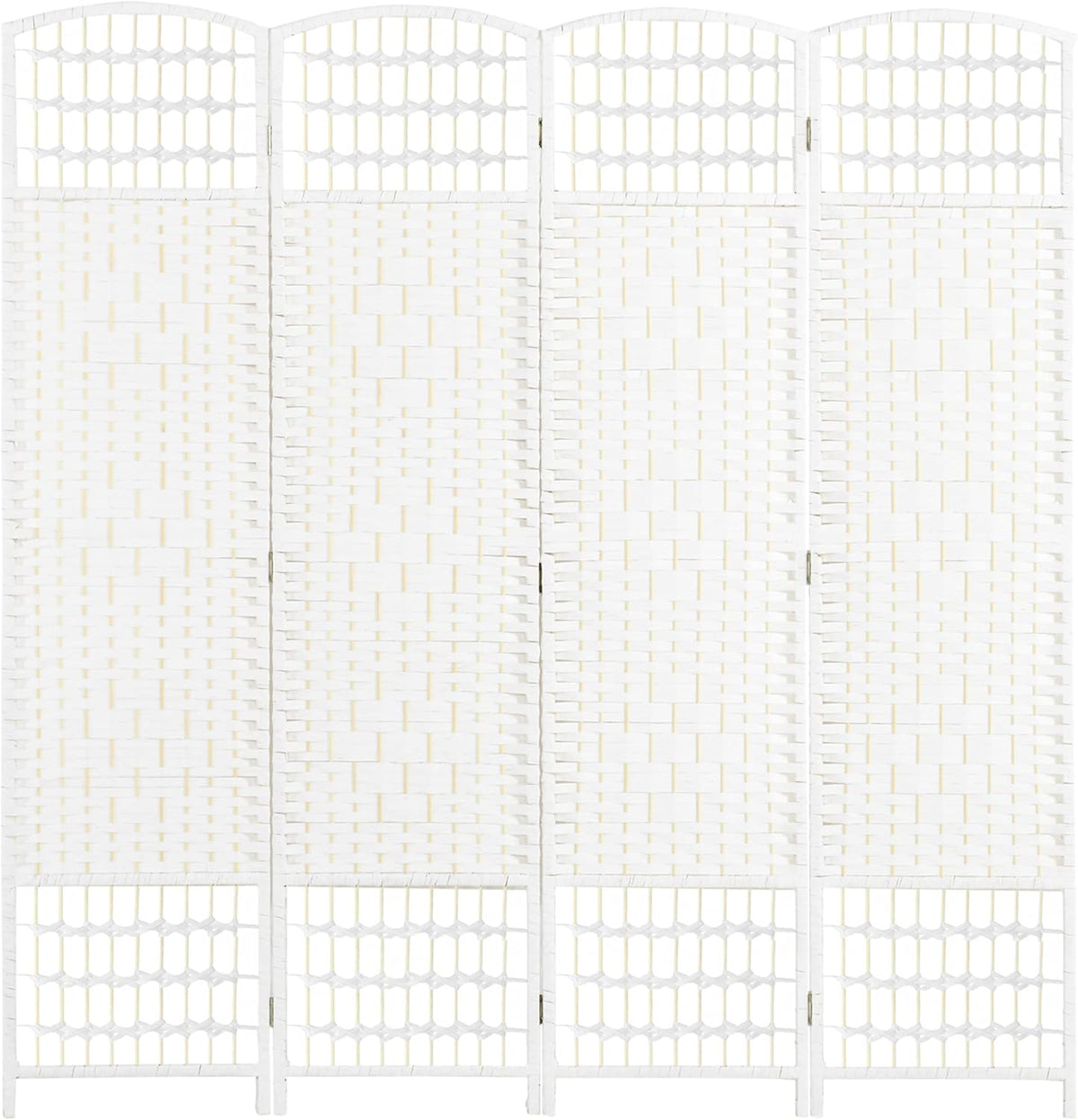 HOMCOM 4 Panel Room Divider, Folding Privacy Screen, 5.6' Room Separator, Wave Fiber Freestanding Partition Wall Divider, White