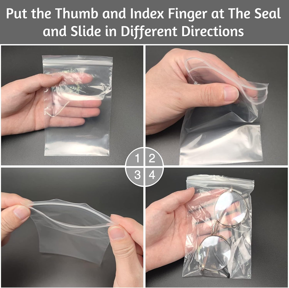 Plastic Bags, 200pcs 4 x 6 inch 2 mil Thick, Zip Bags, Clear Jewelry Bag, Baggies with Resealable Zip Bag for Small BusinessDaily Vitamin, Jewelry, Candy