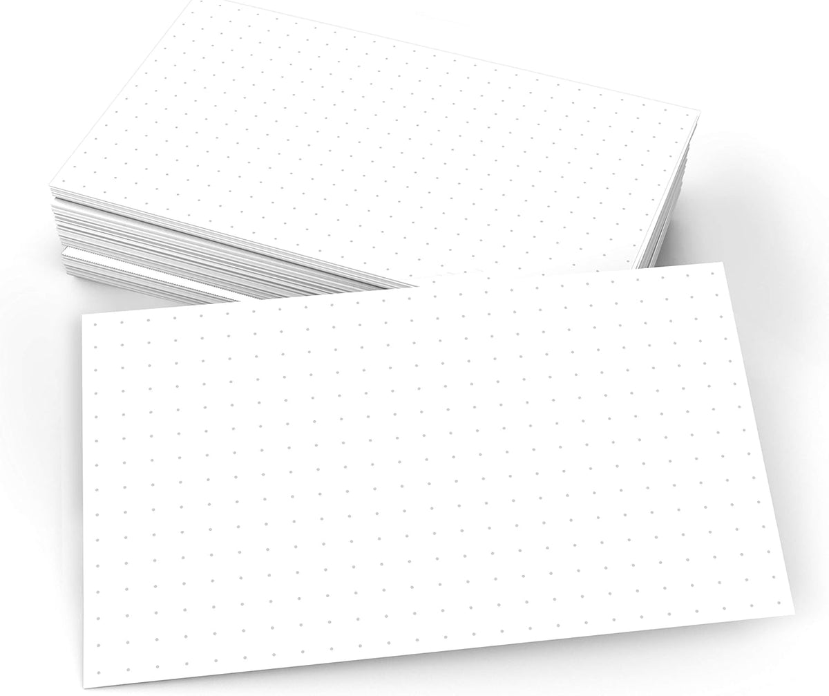 321Done Dot Grid Index Cards, Dot Pattern - Made in USA - Extra Small 3x5 (Set of 50) Dot Bullet 0.20 Double-Sided Journal Planning Graph Ruled Grids Thick Heavy Duty Cardstock, White