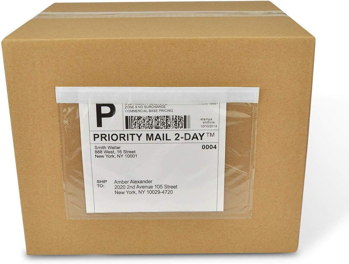7.5" x 5.5" Clear Plastic Adhesive Packing List Mailing/Shipping Envelope Pouch (200 Pack)