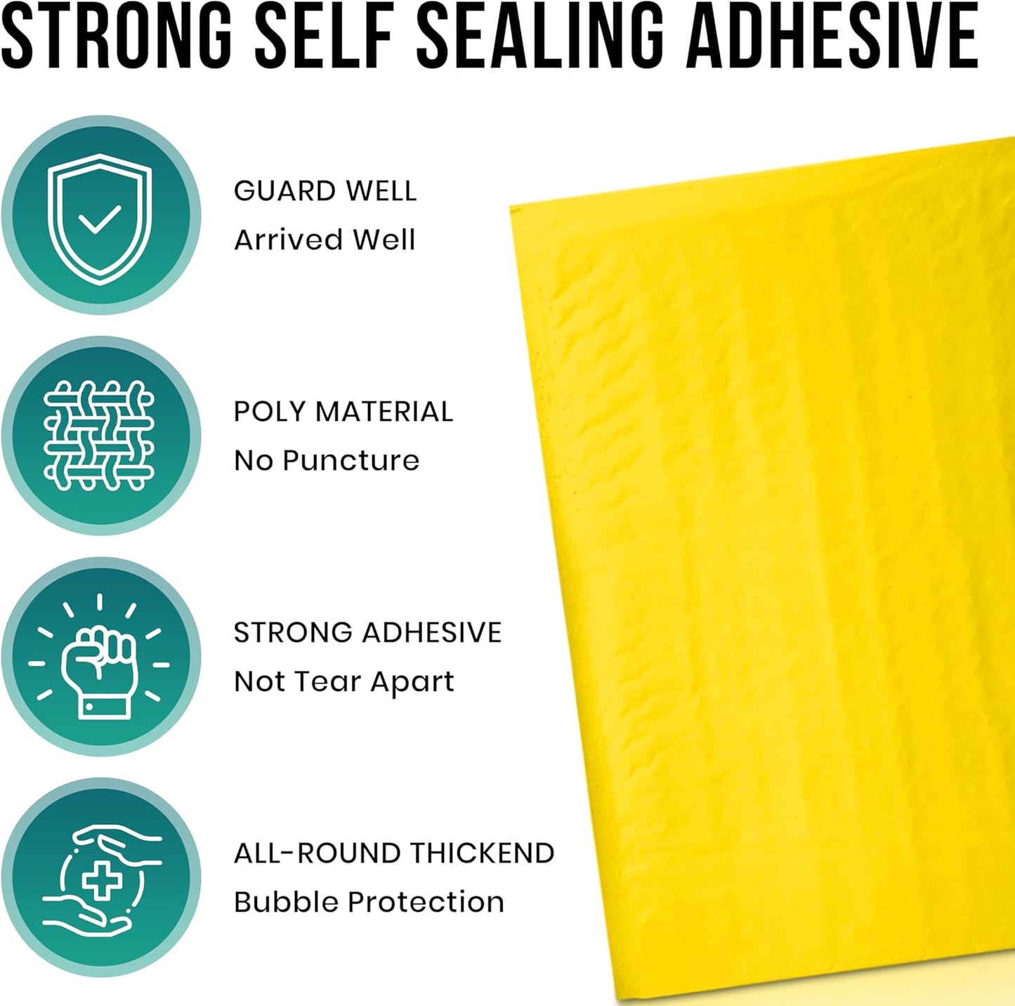 Levex - #0000 4" x 6" [5 Pack] Yellow Poly Bubble Mailers, Padded Envelope Mailers, Packing Envelope & Mailing Bags for Shipping
