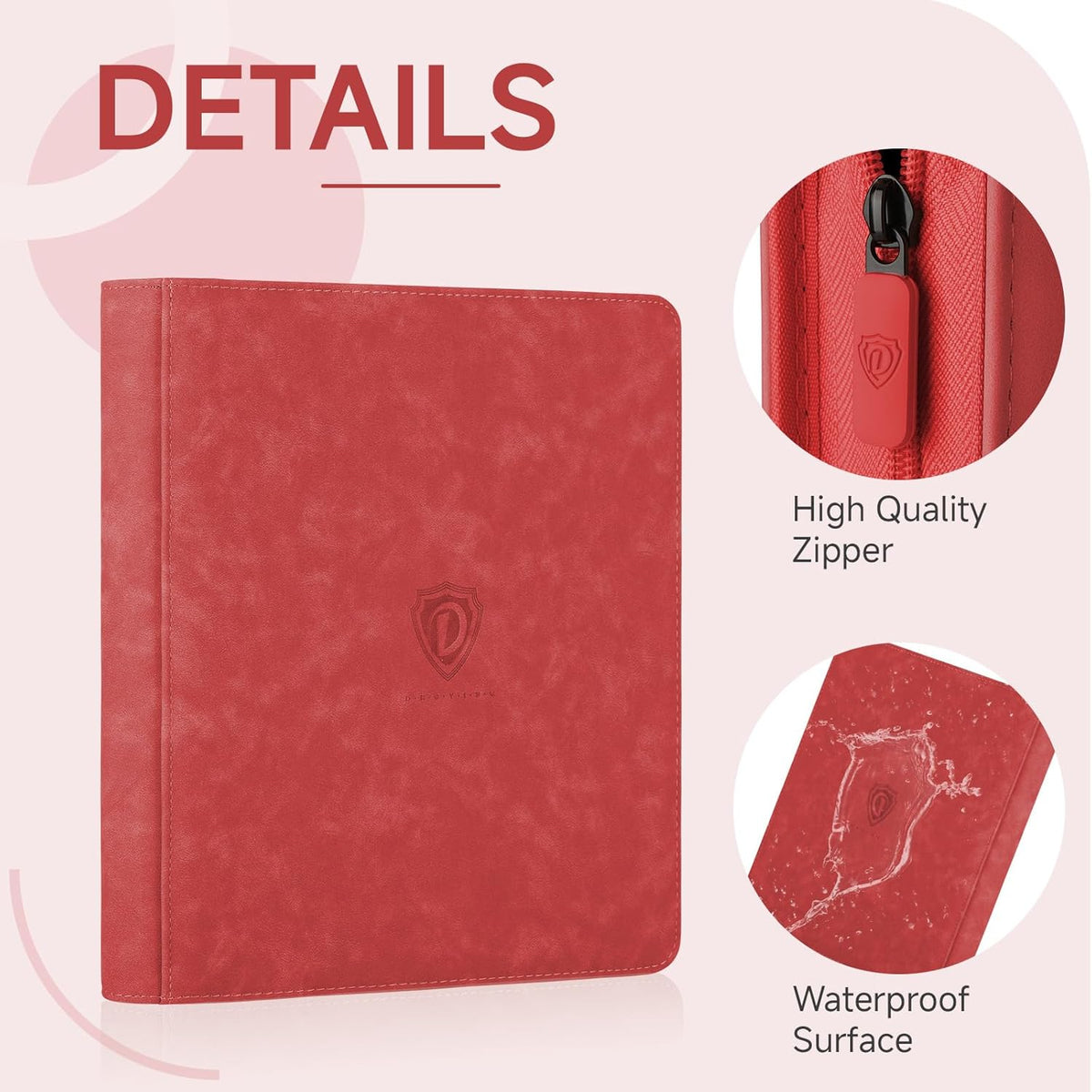 Trading Card Binder with Zip,12 Pockets Card Binder,720 Double Sided Pocket Card Collection Binder,Card Album Card Folder for MTG,TCG,Sports Cards,Game Cards,Red