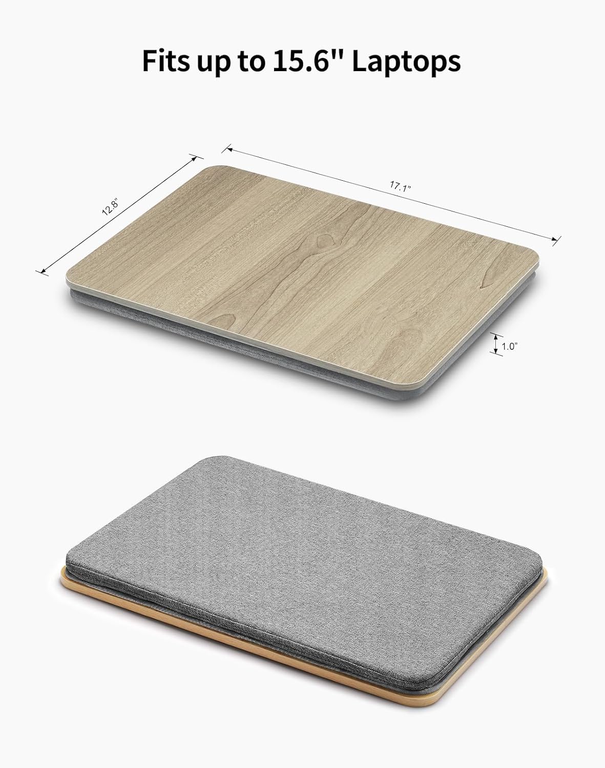 Portable Lap Laptop Desk with Pillow Cushion, Fits up to 15.6 inch Laptop, Lap Stand for Bed & Couch & Carpet, Book Tablet/Drawing Board/Computer Laptop Stand - Black Wood