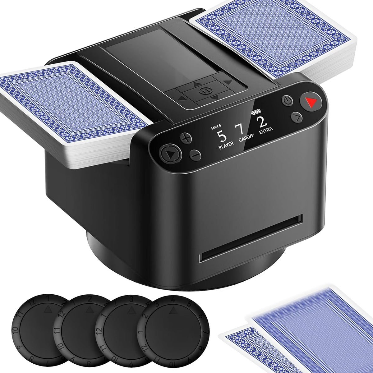 Automatic Card Shuffler for 1-2 Decks - Auto Rechargeable Canasta Shuffler Machine - Birthday Gifts for Card Lover Game Nights - Works Great with Texas Hold'em, Blackjack