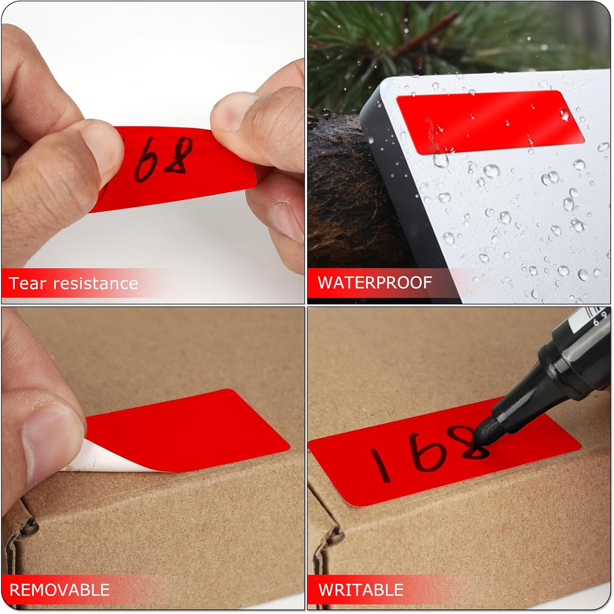 Red Rectangle Stickers 2 x 1 Inch Color Coding Labels Vinyl Roll Self-Adhesive Waterproof Removable 500 PCS