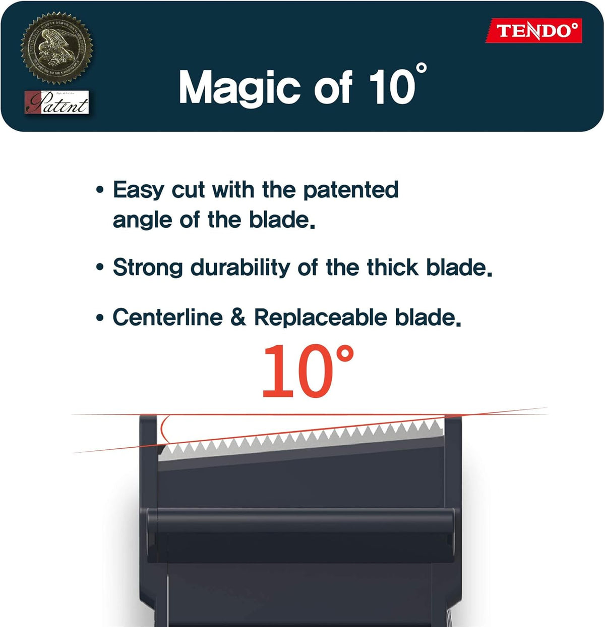 SJ-50M Navy | TENDO Basic Line | Smart Packing Tape Dispenser, Easy Cut Tape Gun, for 45~50mm Tape Width and 3" Tape core
