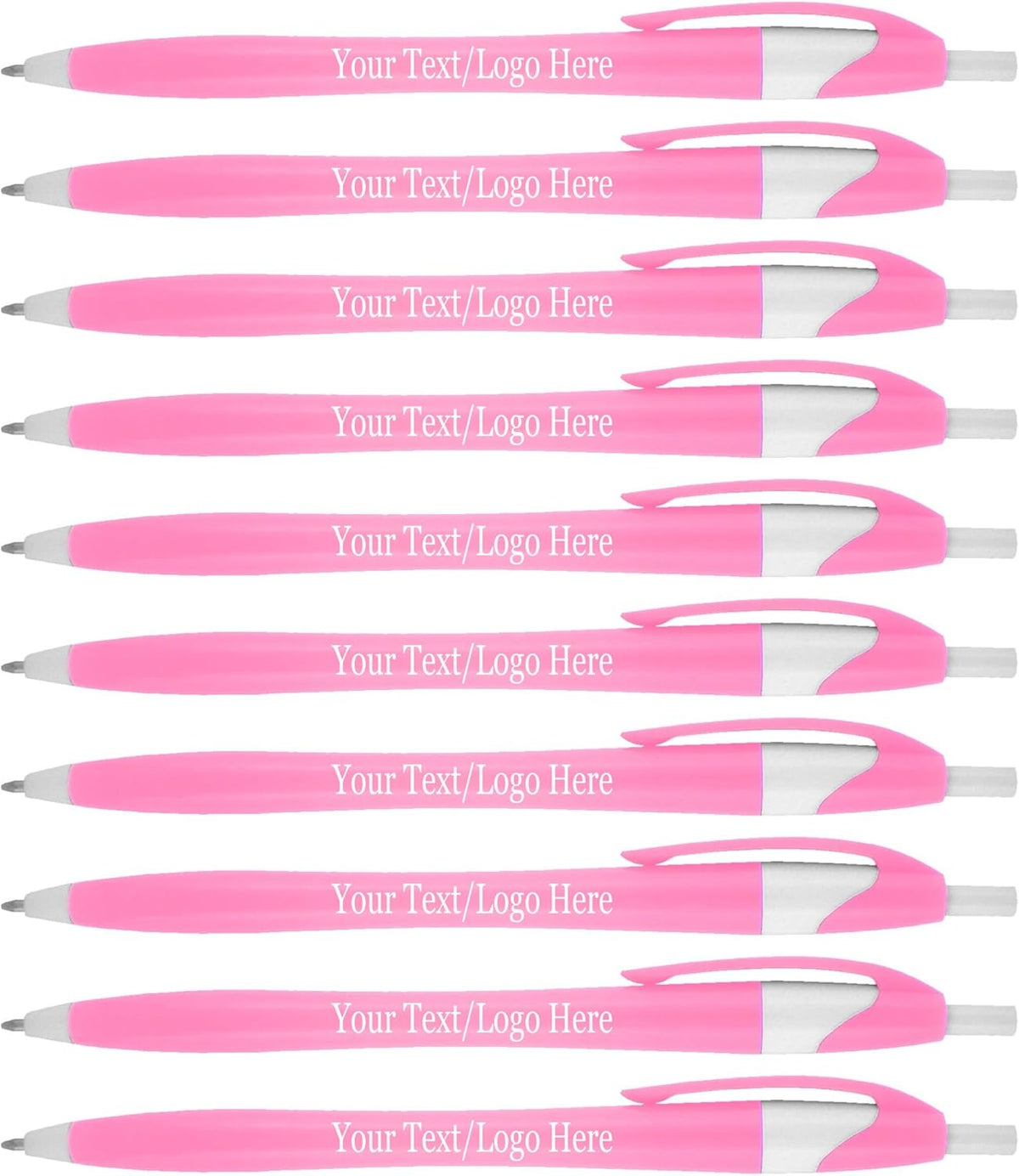 SyPen Personalized Pens With your Custom Logo or Text-500 Pack Bulk-for Businesses, Parties, and Events, Custom Printed Slim Ballpoint Click Pens, Pink Barrel Color, Black Ink