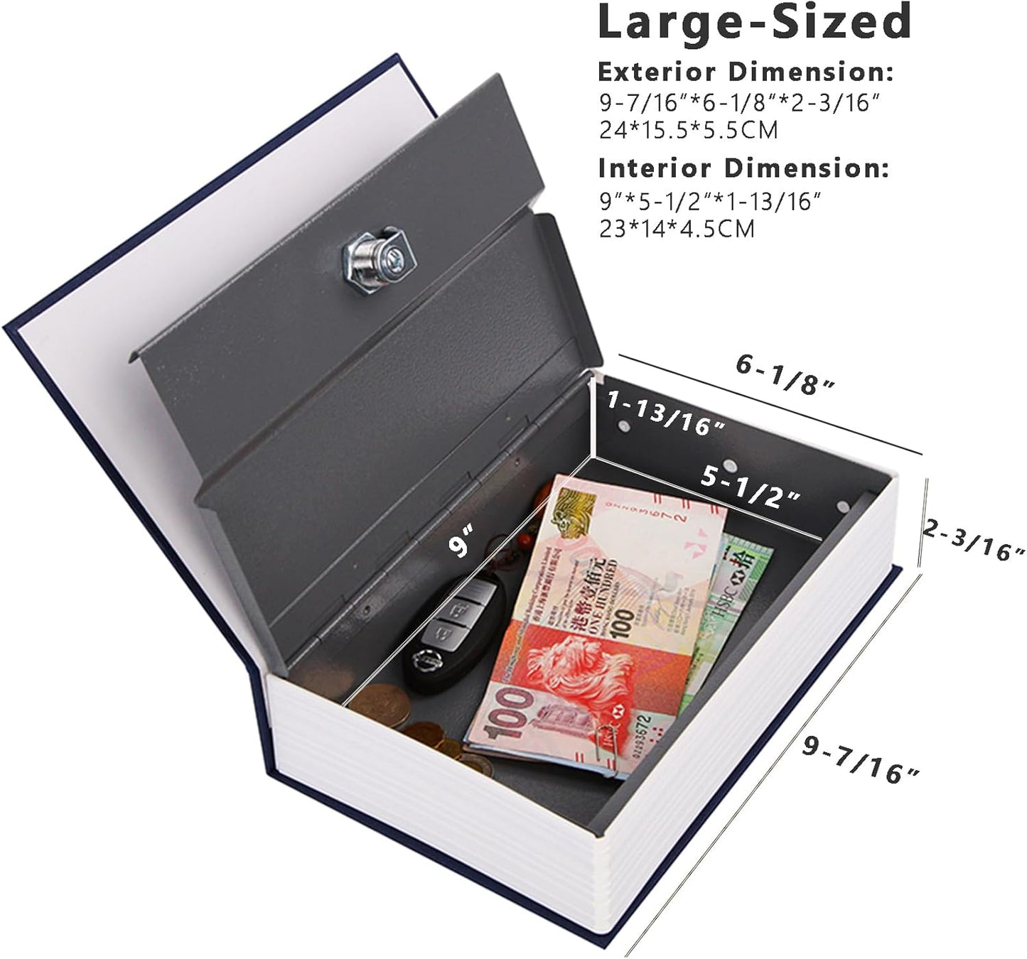 SEPOX® Twins Safe Book Lock Box, Safe Box with Premium Combination Lock - Dorm-safe & Versatile - Authentic Paper Cover - Sturdy Steel Interior - Storage for Cash & Valuables 2pcs Pack of Large Book