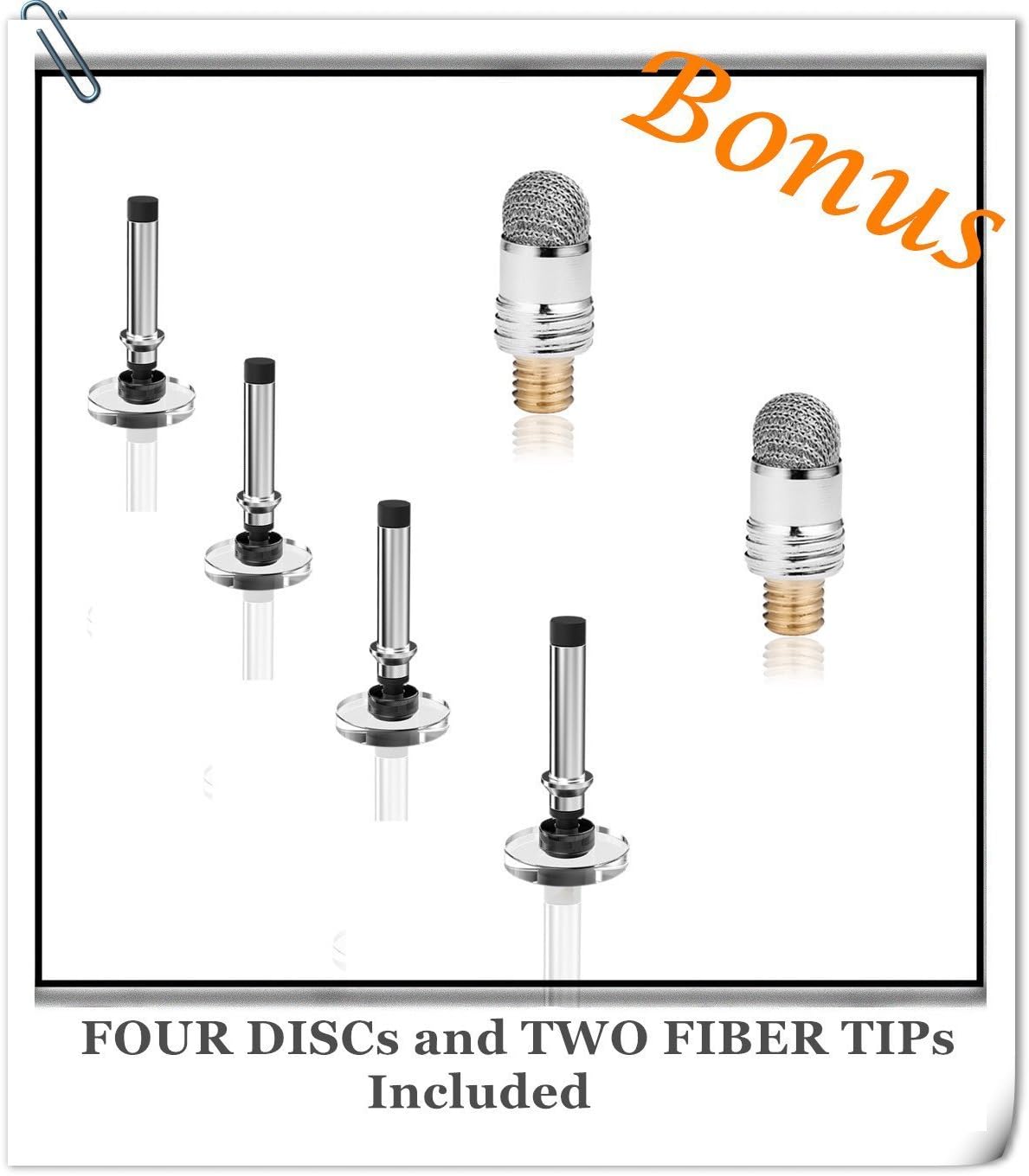 MEKO(2 Pcs)[2 in 1 Precision Series] Disc Stylus/Styli for All Touch Screen Devices Bundle with 4 Replaceable Disc Tips, 2 Replaceable Fiber Tips- (Black/Silver)