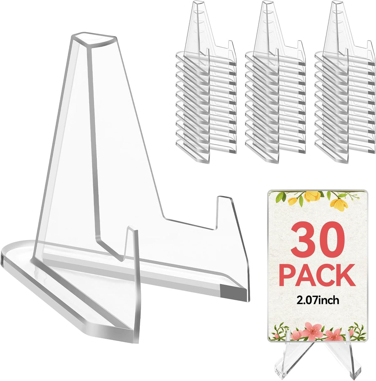 30 Packs Card Display Stand, Mini Clear Easel Stand Holder for Sports Coin Cards Reinforced Design Acrylic Versatile Use