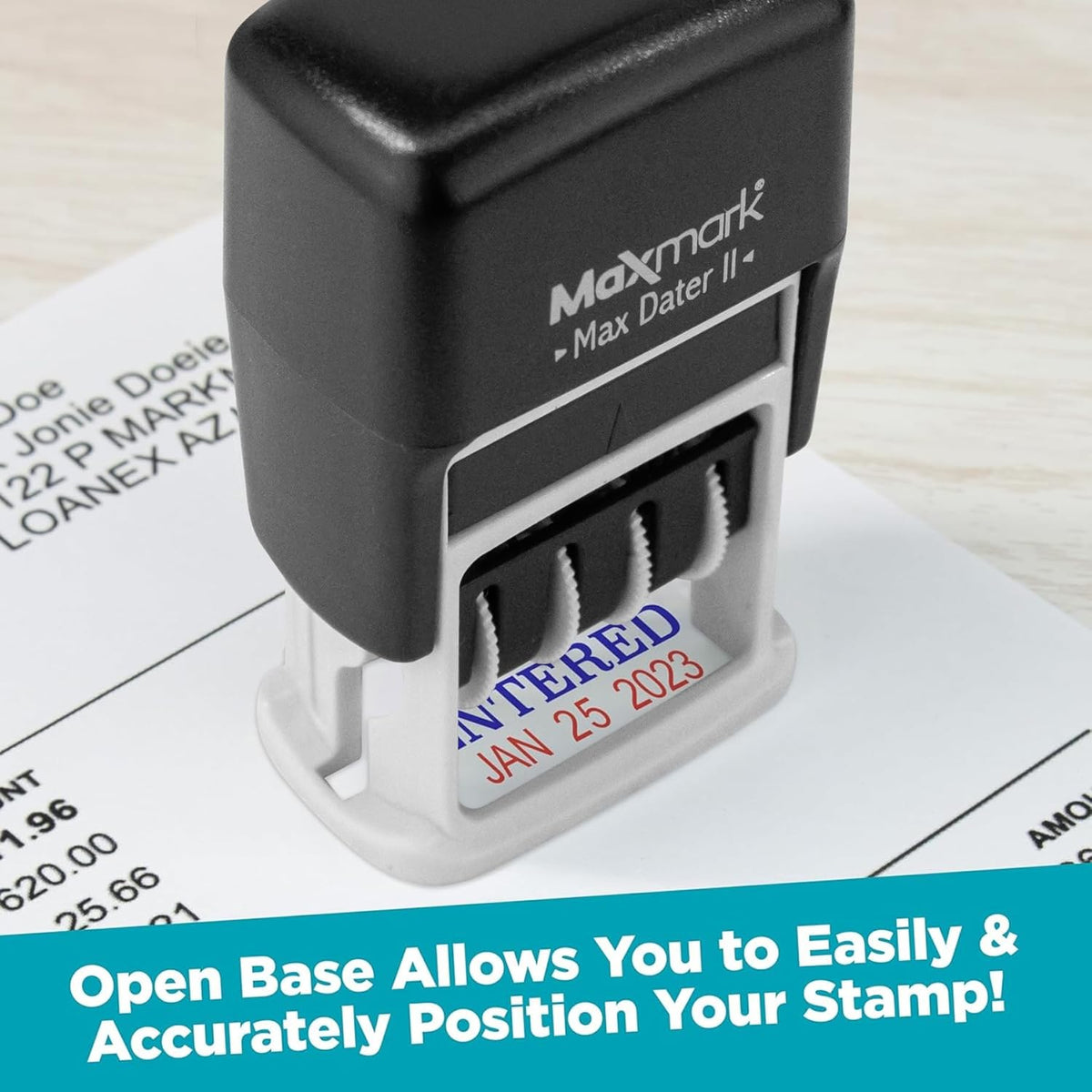 MaxMark Self-Inking Rubber Date Office Stamp with Shipped Phrase Blue Ink & Date RED Ink (Max Dater II), 12-Year Band