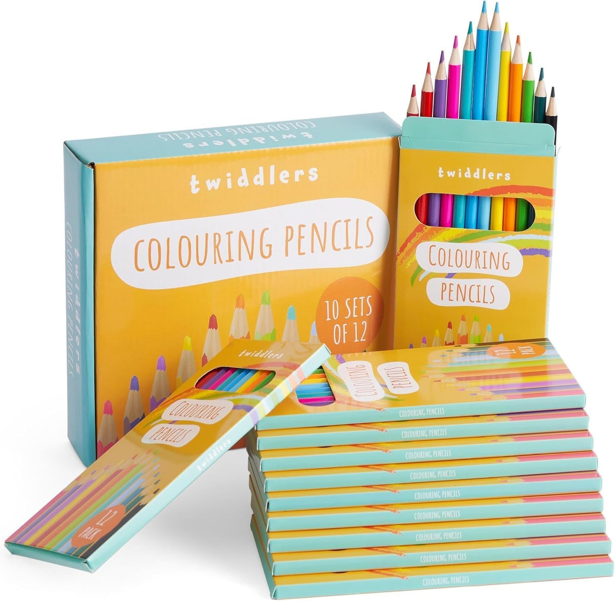 THE TWIDDLERS 120 Count Colored Pencils for Kids, (Bulk 10 Packs, 12 Colors Each Pack) Pre-sharpened Color Pencils for Adults, Back to School Supplies for Teachers, Classroom Prizes, Party Bag Fillers