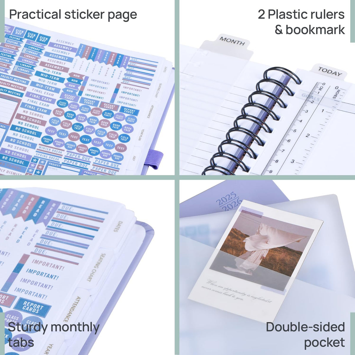 POPRUN Teacher Planner 2025-2026, (Letter Size - 8.5'' x 11'') Academic Lesson Planner (July 2025 - June 2026), with Monthly Tabs, Thick Papers, 2-Sided Pocket, Leather for Teachers, Black