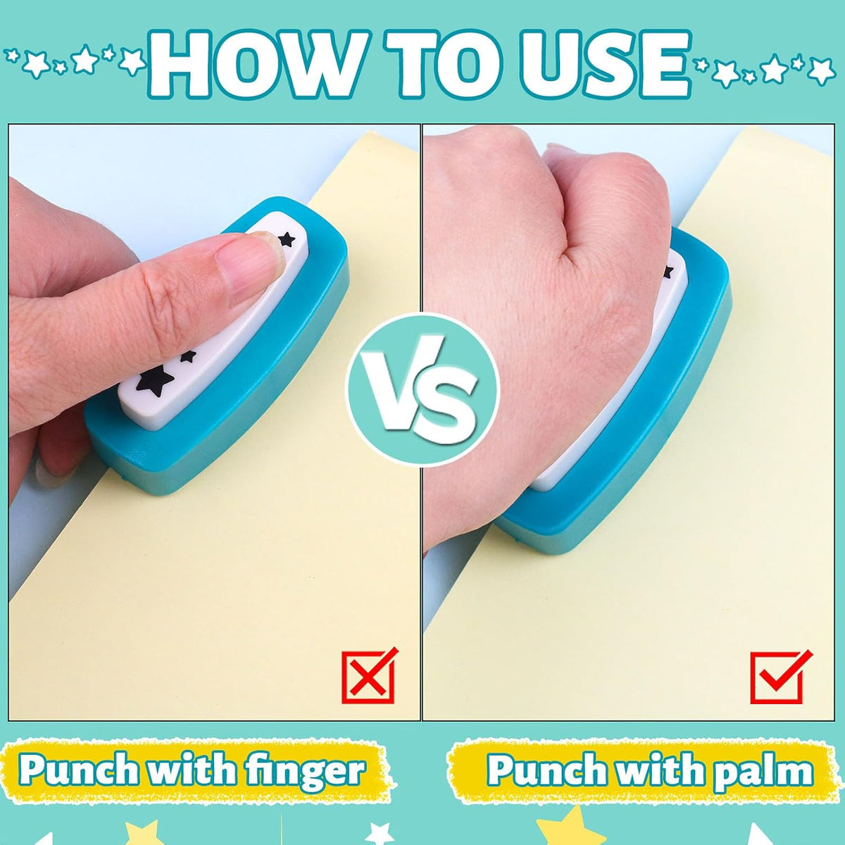 Star Paper Punch, Star Hole Punch for Crafting, Multiple Stars Punches for Paper Crafts, Stars Shaped Hole Punches, Starcut Puncher Crafts Puncher for Card Making, Scrapbooking