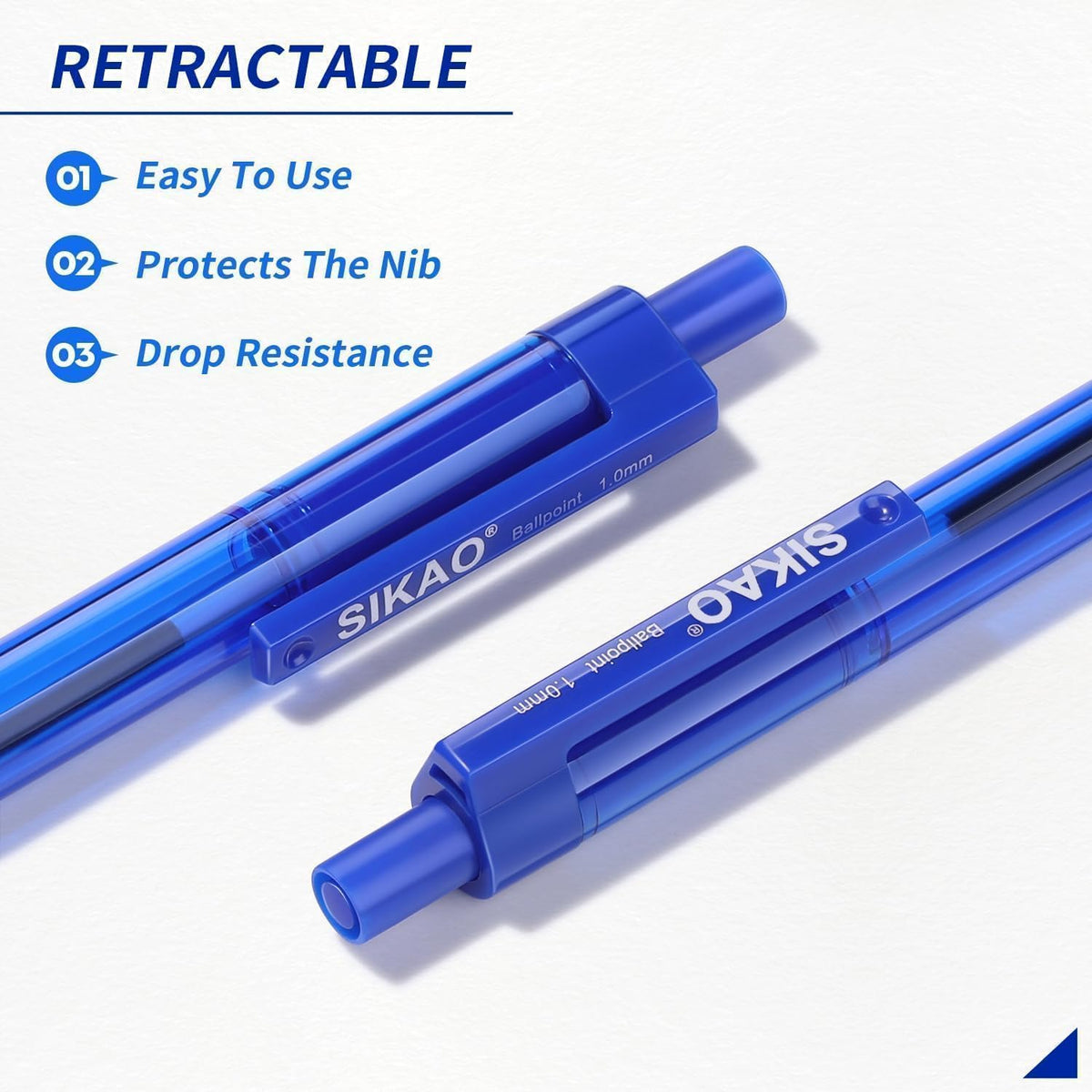 Blue Pens | 60 Pack Retractable Ballpoint Pens Multipack | Blue Ink Medium Point 1.0mm | Smooth Writing Ball Point Pens | School Office Supplies, Box of Pens Bulk (Blue Ink)