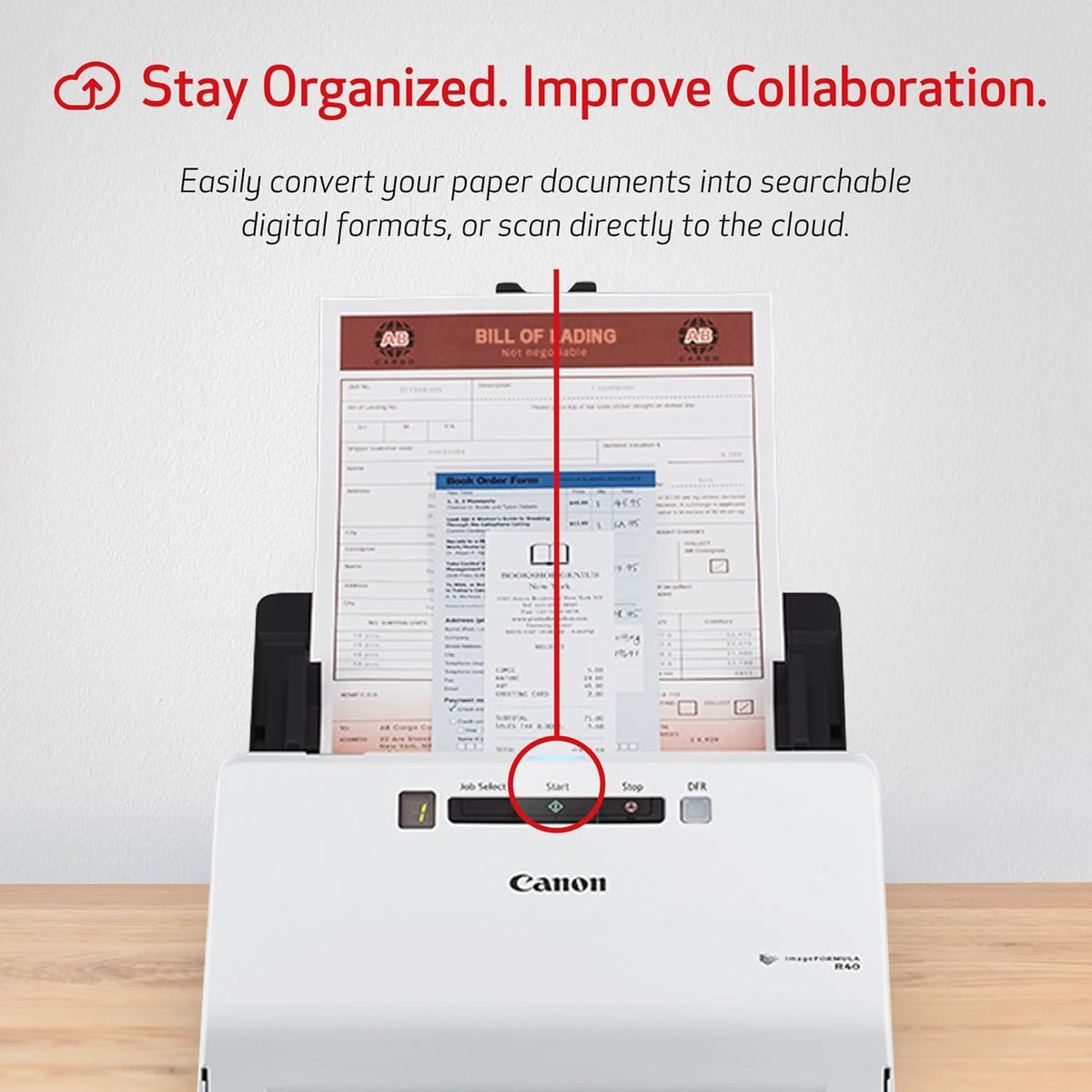 Canon imageFORMULA R40 - Office Document Scanner, Windows and Mac, Duplex Scanning, Easy Setup, Scans a Wide Variety of Documents, Scans to Cloud