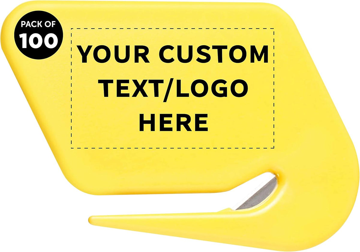 Custom Translucent Plastic Letter Openers Set of 100, Personalized Bulk Pack - Perfect for Home or Office - Yellow