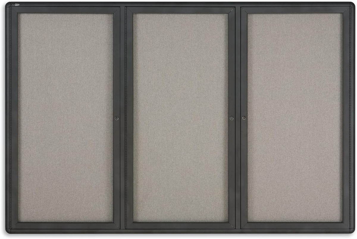Quartet Enclosed Radius Fabric Bulletin Board, 6' x 4', 3 Door, Graphite Frame (2367L)