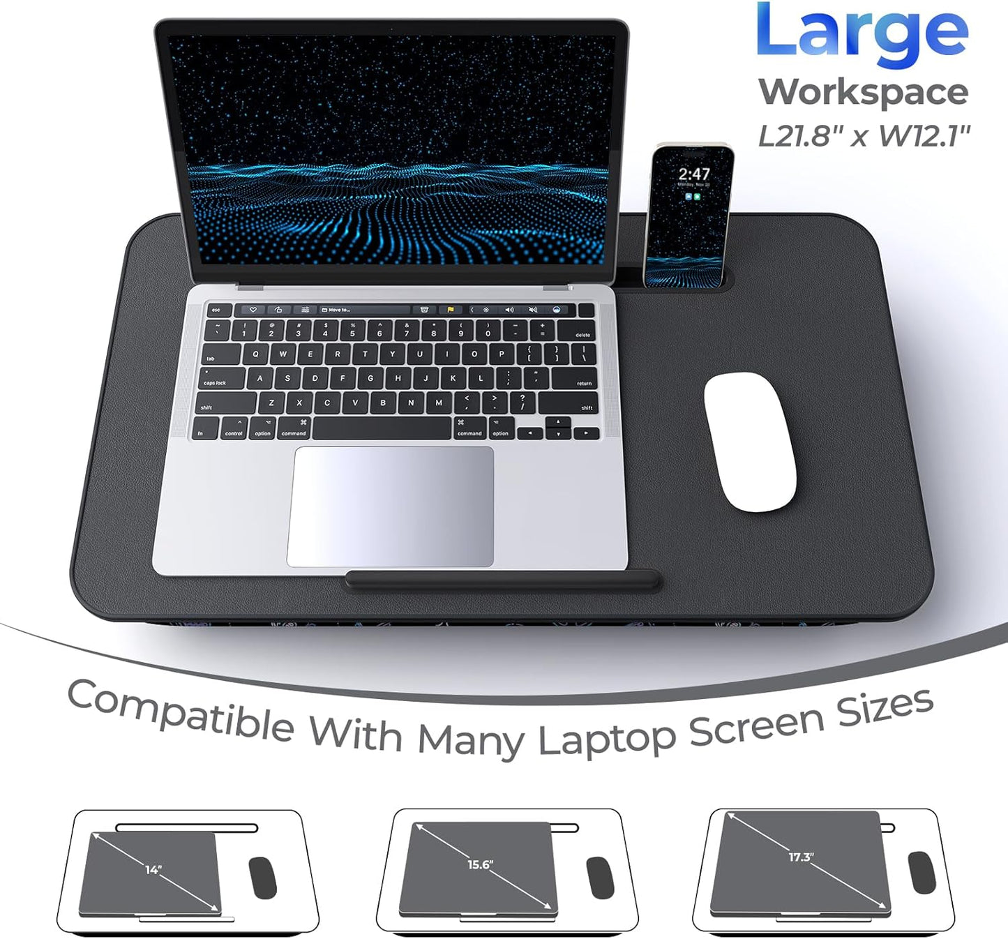 Lap Desk - Portable Laptop Stand & Stand, Fits Up to 17.3 in, Washable Cushion, Built-in Phone Holder & Mouse Pad - Gaming, Eating, Writing, Working on Bed, Couch,Floor - L.DOCTOR(Large, Gaming Accs)