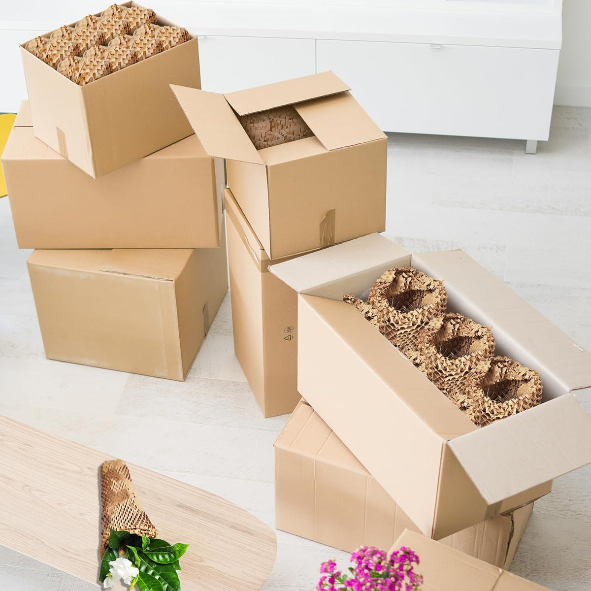 Aimyoo Honeycomb Packing Paper, 12" x 131' Recycled Bubble Wrap for Packing, Eco Friendly Bubble Packing Paper Wrapping Roll for Moving Shipping Packaging